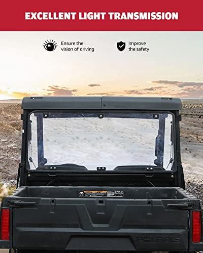 Clear Polycarbonate Rear Windshield For Polaris Ranger Midsize 500/570/EV/ETX (15-25)