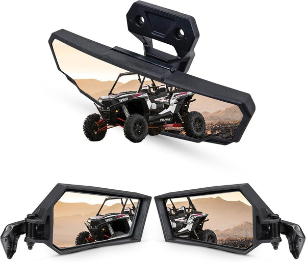 Wider Side Mirrors and Rear View Mirror Set for 2021-2023 Polaris RZR Trail S 900 1000