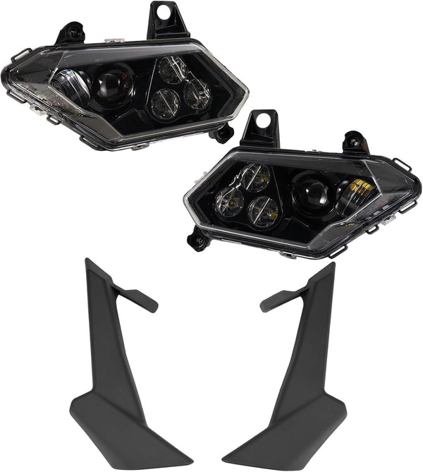 LED Headlights & Cover Trim for Can Am Maverick X3, Replace #710004658, 710004659, 705010628, 705010629