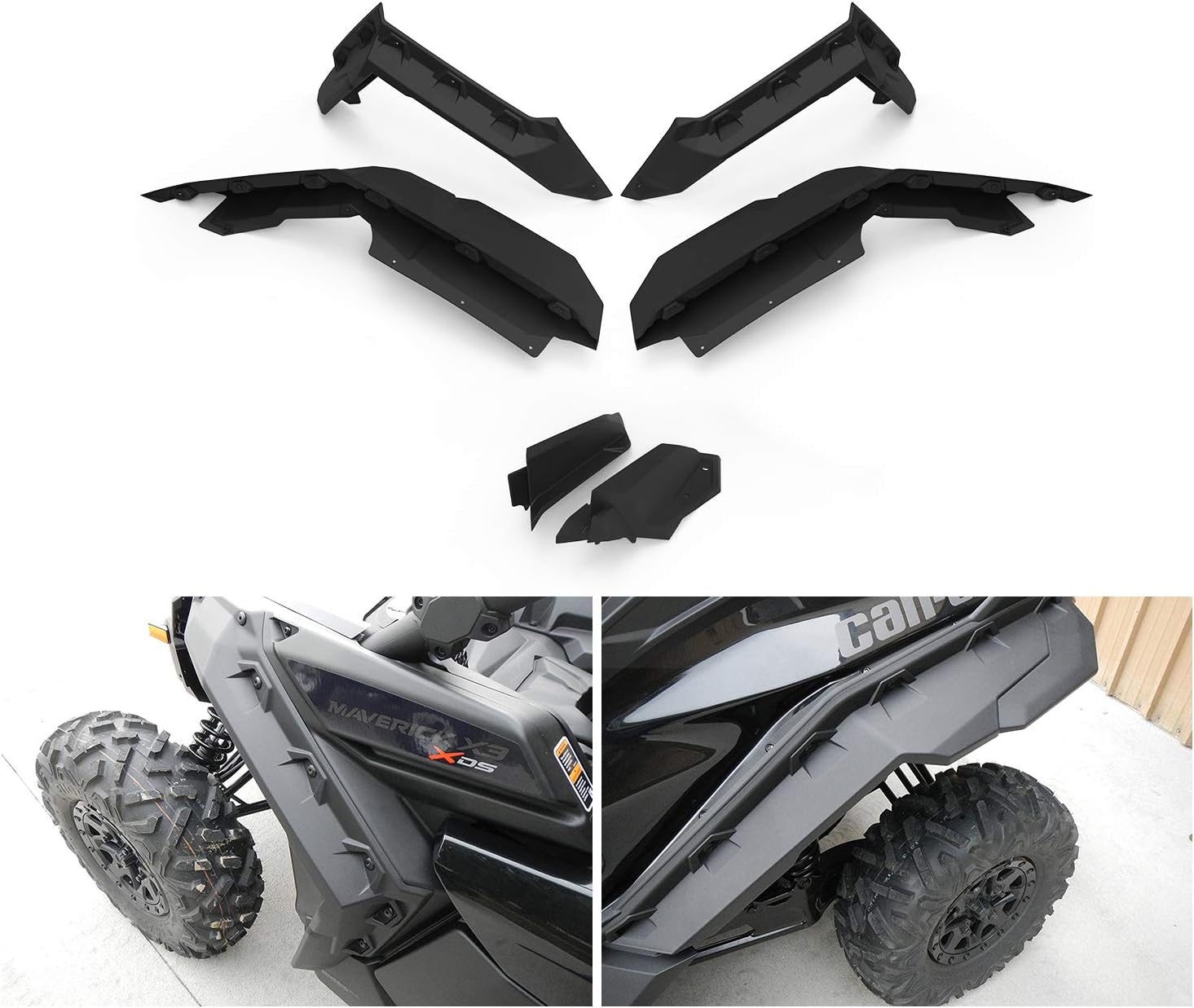 Maverick R Rear Fenders Fender Flare Extensions for 2017-2024 2025 Can Am Maverick X3 & X3 Max ...