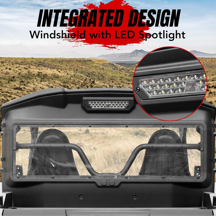 Yamaha Rmax Rear Sliding Windshield Rear Back Windshield with Led Work Light for Yamaha Wolverine RMAX 100 ...